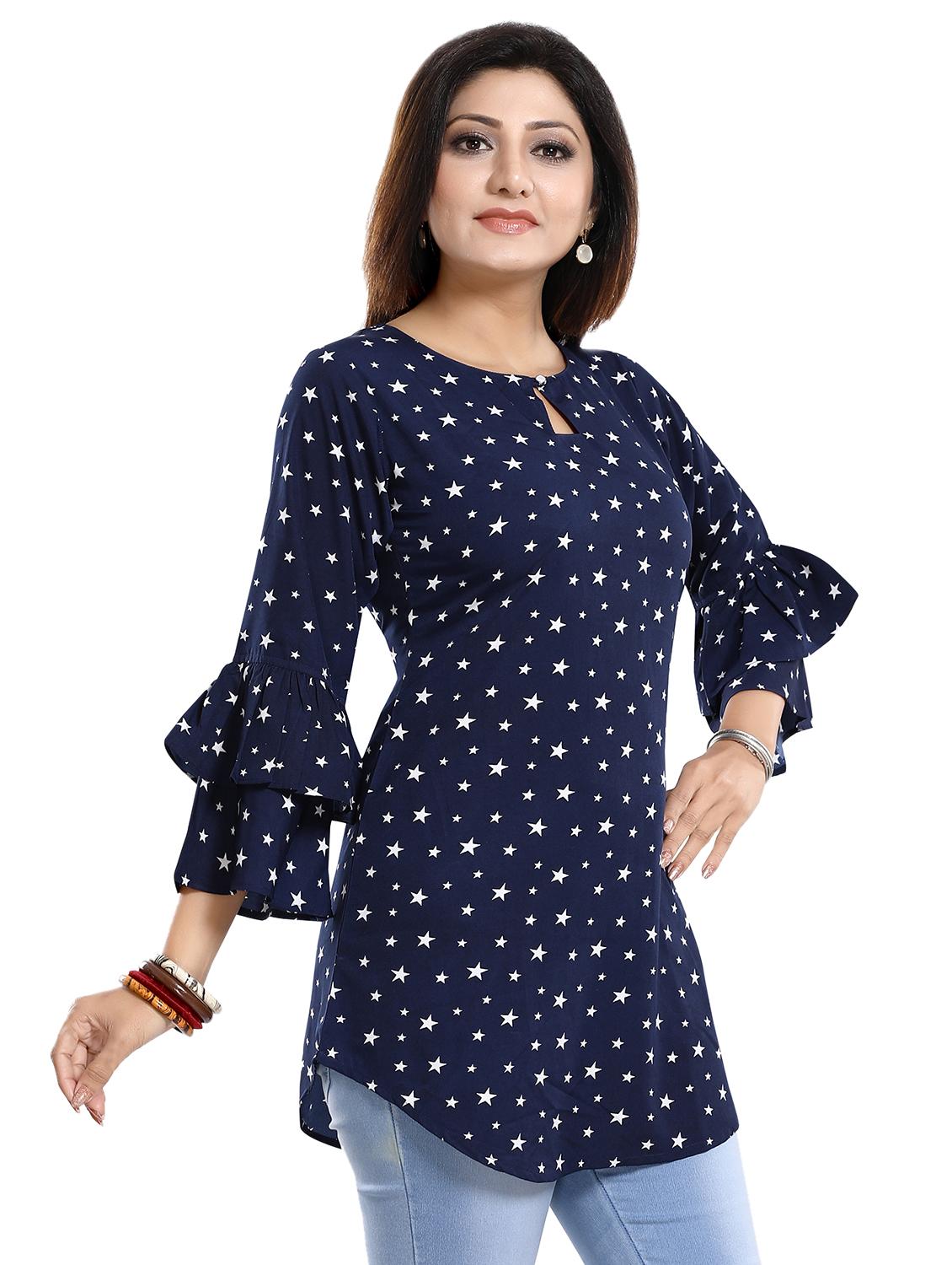 navy crepe aline kurti - 17423139 - Zoom Image - 2