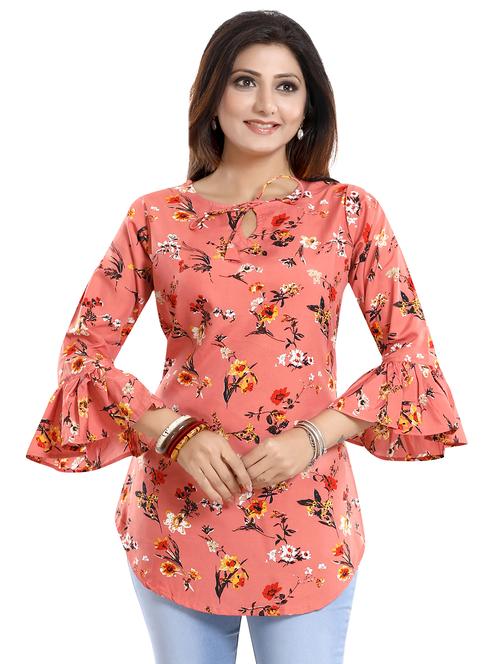 pink crepe aline kurti - 17423140 - Standard Image - 1
