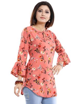 pink crepe aline kurti - 17423140 - Standard Image - 2