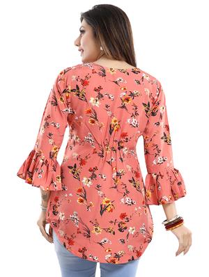 pink crepe aline kurti - 17423140 - Standard Image - 3