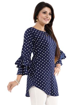 navy crepe aline kurti - 17423141 - Standard Image - 2