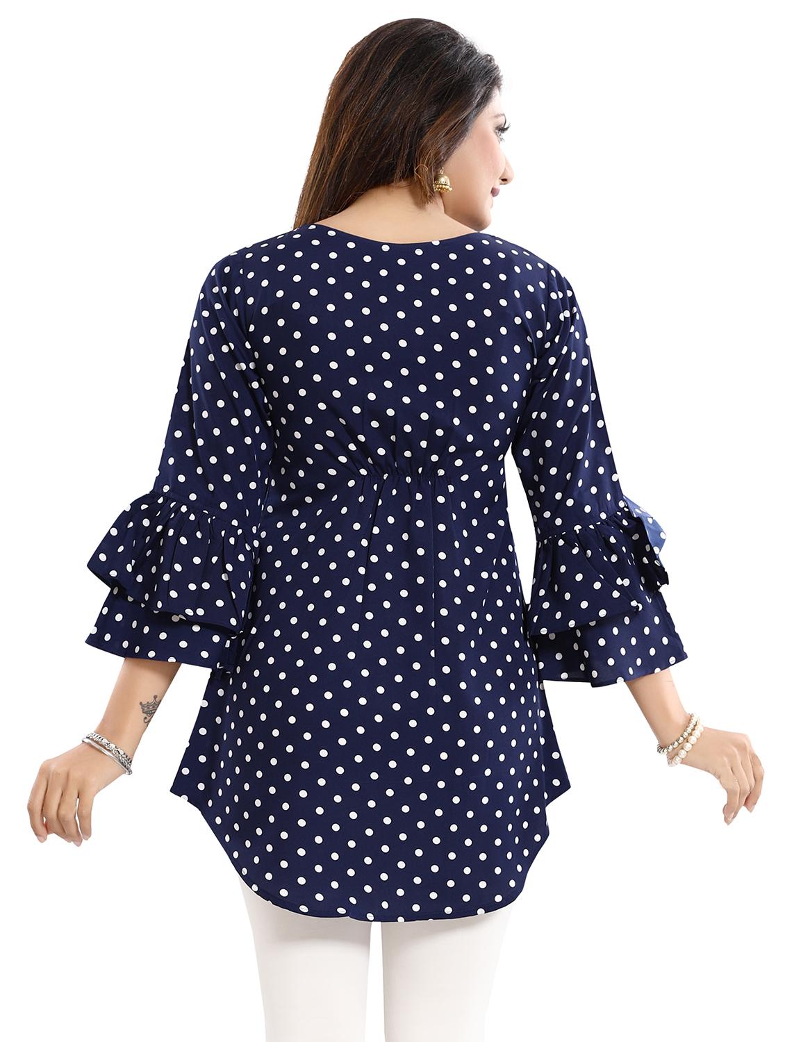 navy crepe aline kurti - 17423141 - Zoom Image - 3