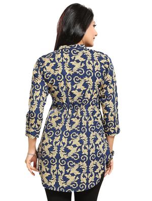 navy crepe aline kurti - 17423143 - Standard Image - 3