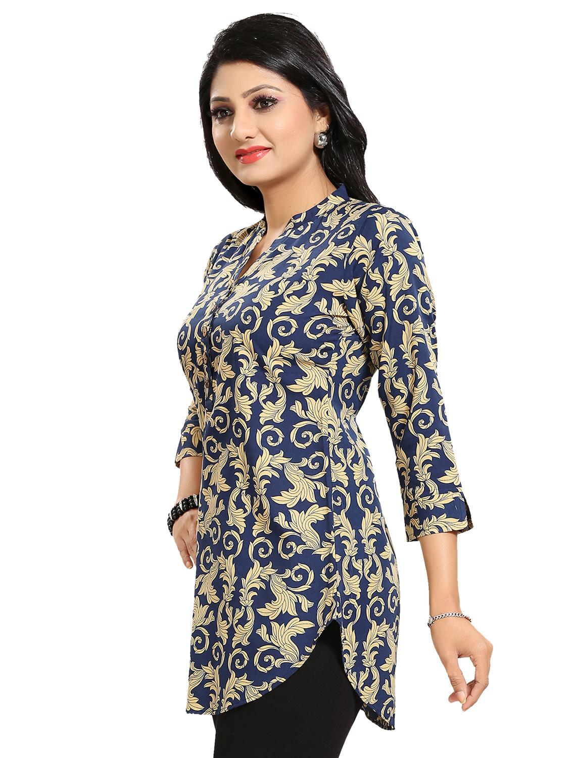 navy crepe aline kurti - 17423143 - Zoom Image - 2