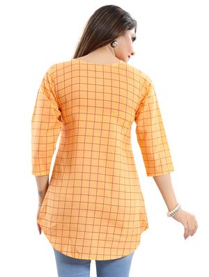 orange cotton blend aline kurti - 17423146 - Standard Image - 3