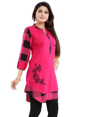 pink rayon aline kurti - 17423154 - Standard Image - 2