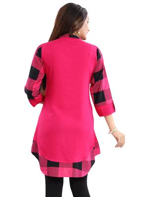 pink rayon aline kurti - 17423154 - Standard Image - 3