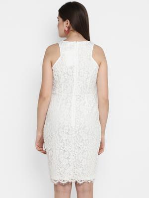 v-neck lace sheath dress - 17423172 - Standard Image - 3
