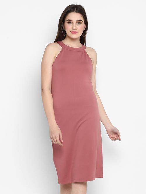 halter neck solid bodycon dress - 17423173 - Standard Image - 1