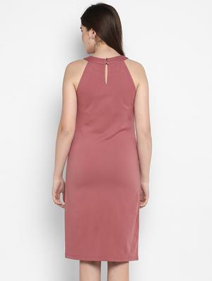 halter neck solid bodycon dress - 17423173 - Standard Image - 3