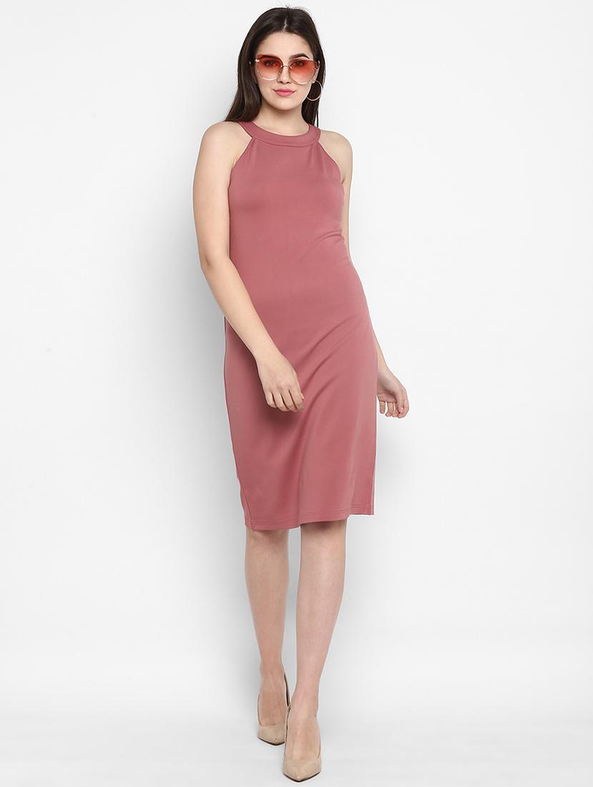 halter neck solid bodycon dress - 17423173 - Zoom Image - 4