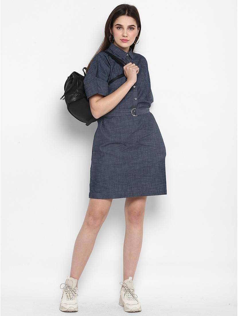 shirt collar belted dress - 17423178 - Zoom Image - 4