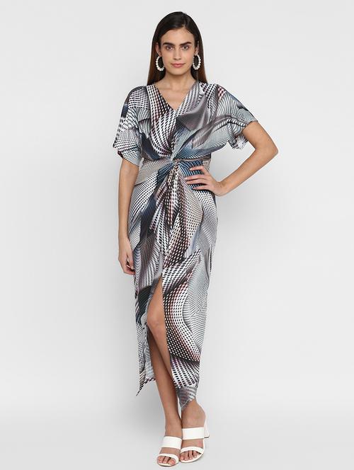 v-neck draped bodycon dress - 17423188 - Standard Image - 1