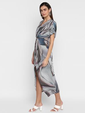 v-neck draped bodycon dress - 17423188 - Standard Image - 2