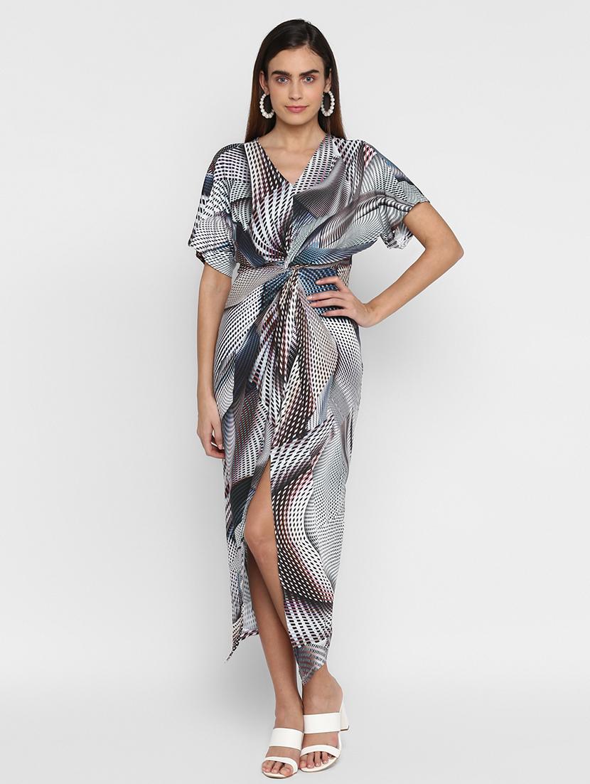v-neck draped bodycon dress - 17423188 - Zoom Image - 1
