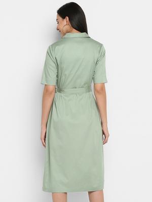 lapel collar belted shirt dress - 17423192 - Standard Image - 4