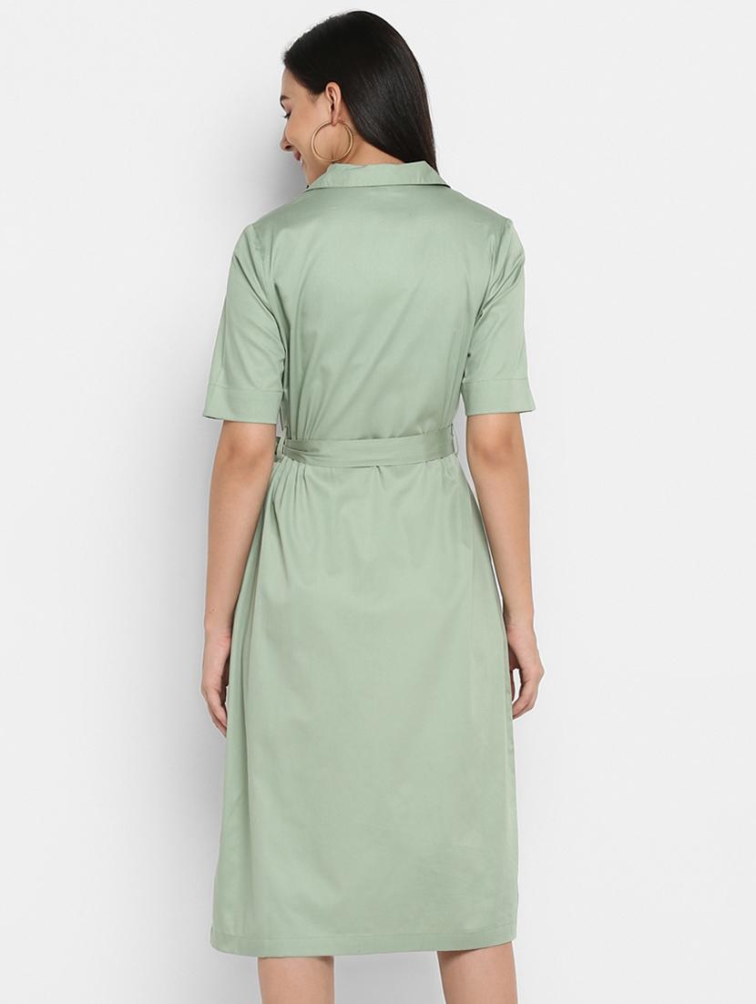 lapel collar belted shirt dress - 17423192 - Zoom Image - 4