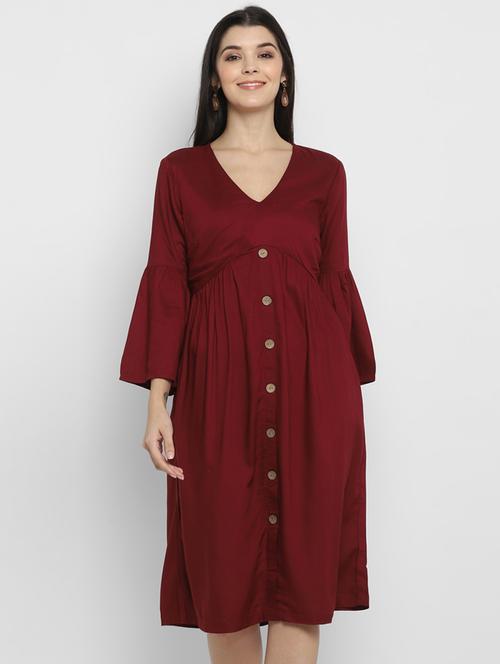 button up empire line dress - 17423195 - Standard Image - 1