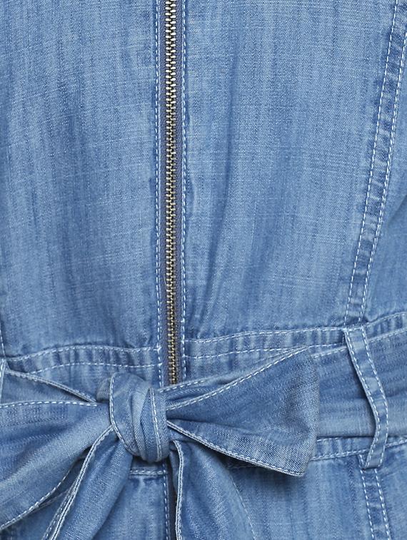 tie front denim full leg jumpsuit - 17423198 - Zoom Image - 4