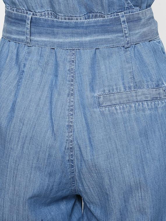 tie front denim full leg jumpsuit - 17423198 - Zoom Image - 5
