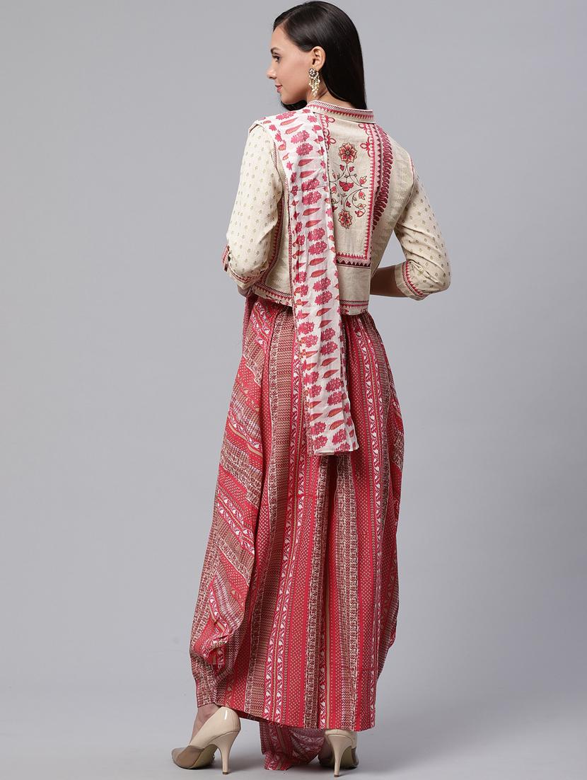 crop top cowl dhoti set - 17423301 - Zoom Image - 3
