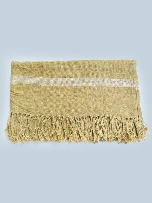 linen woven throw blanket with fringes - 17423311 - Standard Image - 1