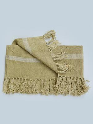 linen woven throw blanket with fringes - 17423311 - Standard Image - 3