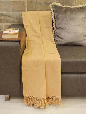cotton washed fringed throw blanket - 17423319 - Standard Image - 2