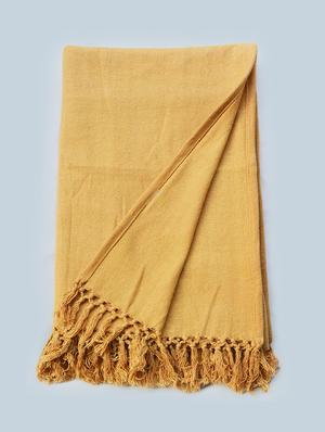 cotton washed fringed throw blanket - 17423319 - Standard Image - 3