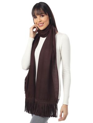 brown solid wool stole - 17423430 - Standard Image - 2