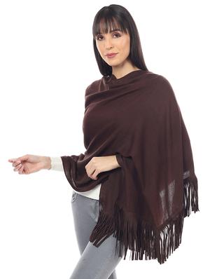 brown solid wool stole - 17423430 - Standard Image - 3