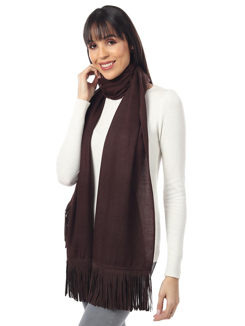 brown solid wool stole - 17423430 - Zoom Image - 2
