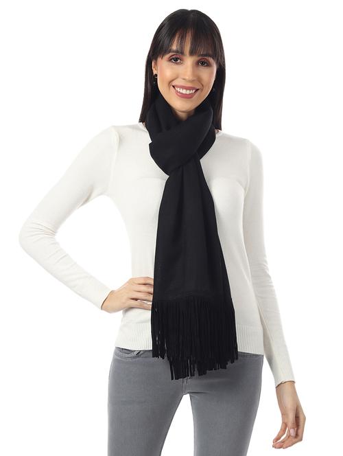 black solid wool stole - 17423432 - Standard Image - 1