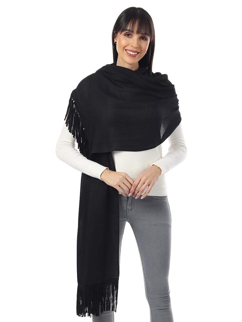 black solid wool stole - 17423432 - Zoom Image - 2