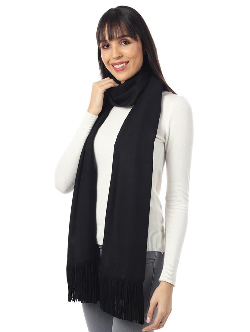 black solid wool stole - 17423432 - Zoom Image - 3
