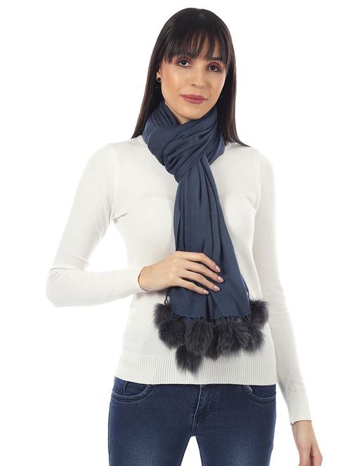 navy blue solid wool stole - 17423442 - Standard Image - 1