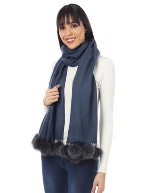 navy blue solid wool stole - 17423442 - Standard Image - 2