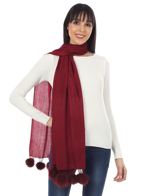maroon solid wool stole - 17423444 - Standard Image - 1