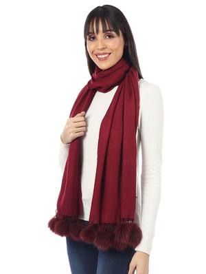 maroon solid wool stole - 17423444 - Standard Image - 2