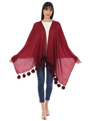 maroon solid wool stole - 17423444 - Standard Image - 3