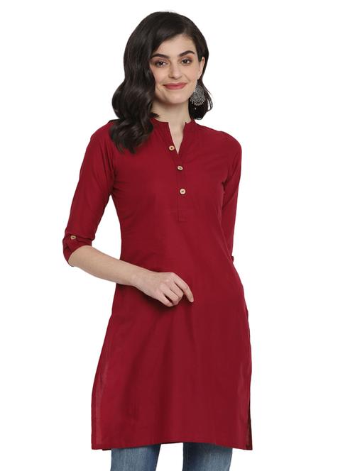 solid straight kurta - 17423567 - Standard Image - 1