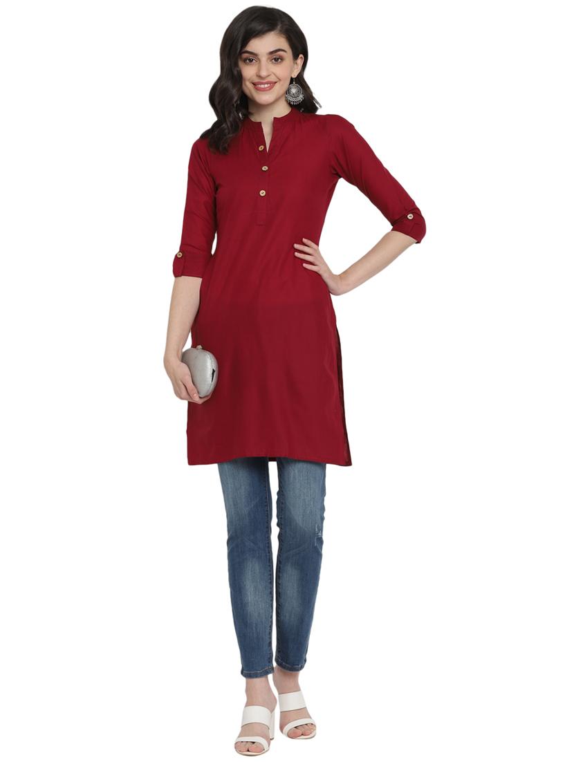 solid straight kurta - 17423567 - Zoom Image - 4