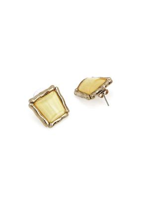 yellow metal studs earring - 17423598 - Standard Image - 2