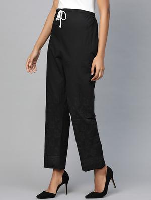 embroidered hem straight palazzo - 17423609 - Standard Image - 2