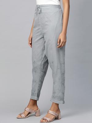 embroidered hem straight palazzo - 17423610 - Standard Image - 2