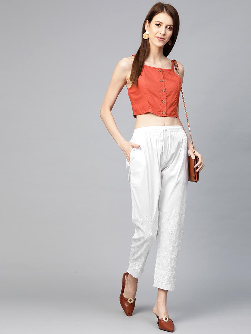 embroidered hem straight palazzo - 17423614 - Zoom Image - 4