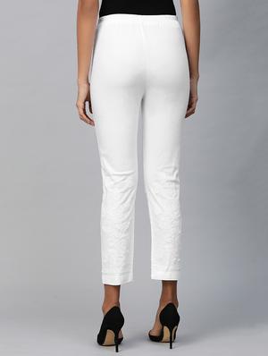 ada hand-embroidered white chikankari tapered pant - 17423625 - Standard Image - 3