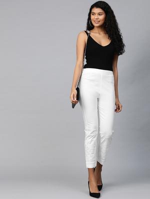 ada hand-embroidered white chikankari tapered pant - 17423625 - Standard Image - 4