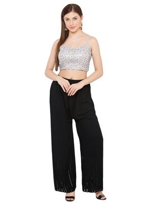 silver net embroidered blouse - 17423719 - Standard Image - 4