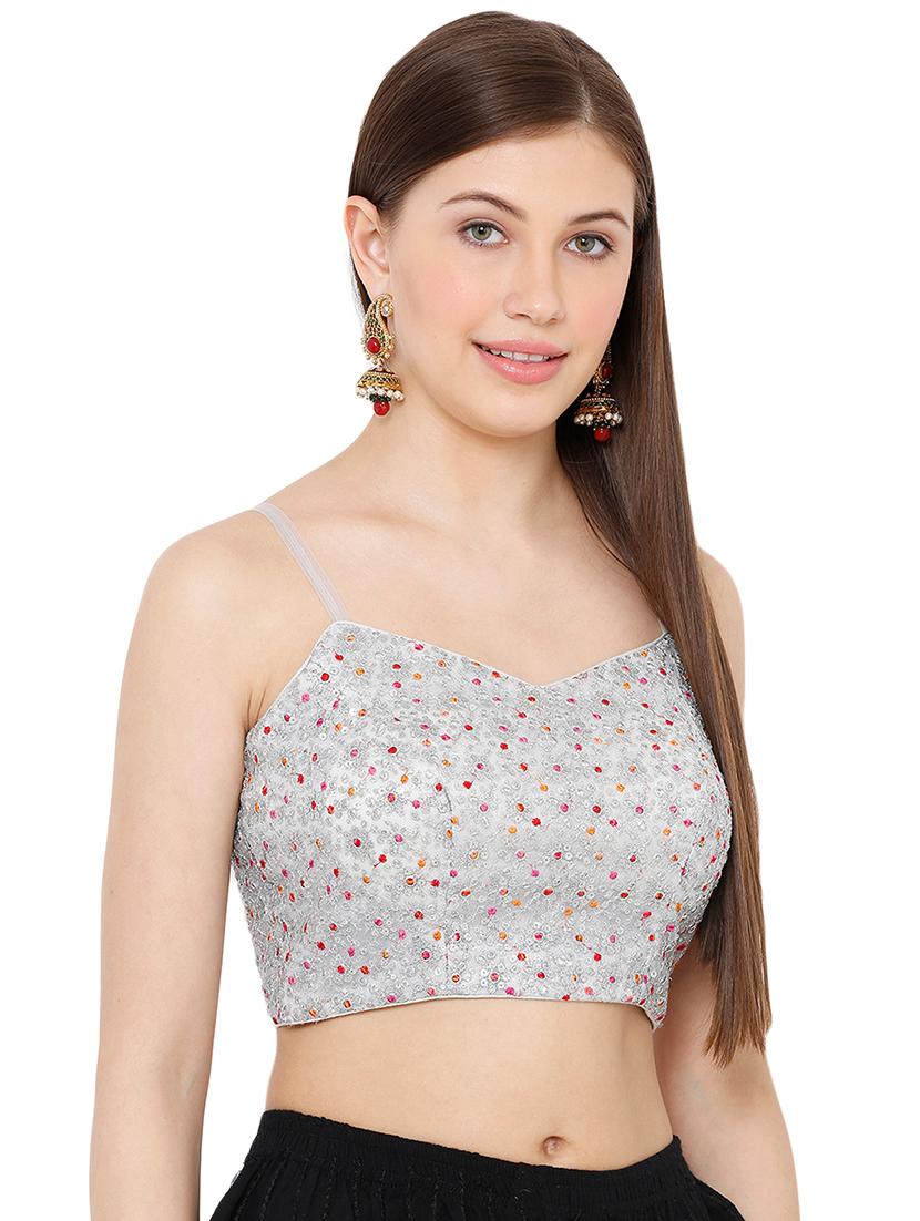 silver net embroidered blouse - 17423719 - Zoom Image - 2